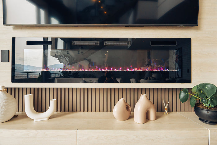 Mueble de TV con chimenea integrada